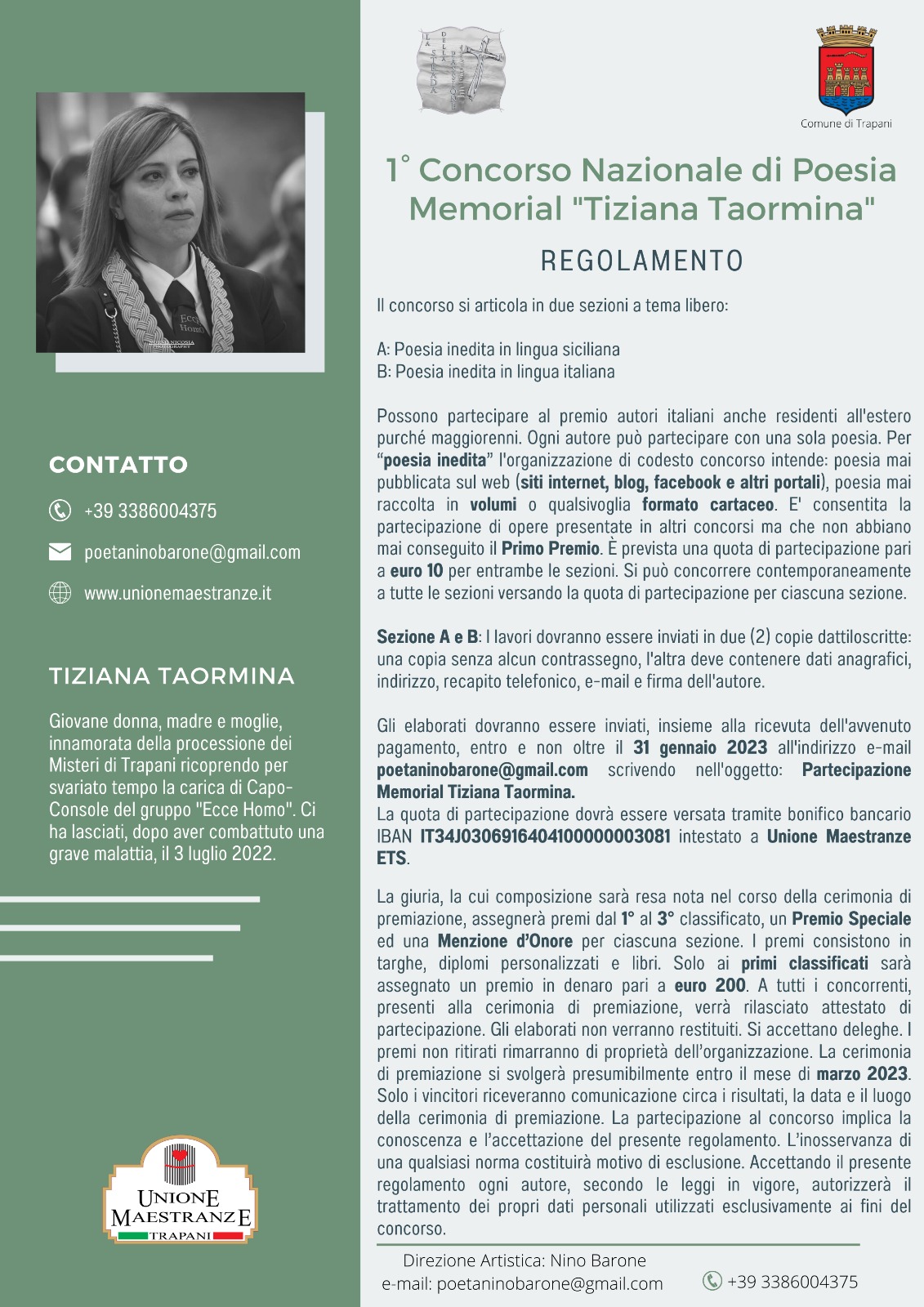 Trapani, l’Unione Maestranze celebra la memoria di Tiziana Taormina